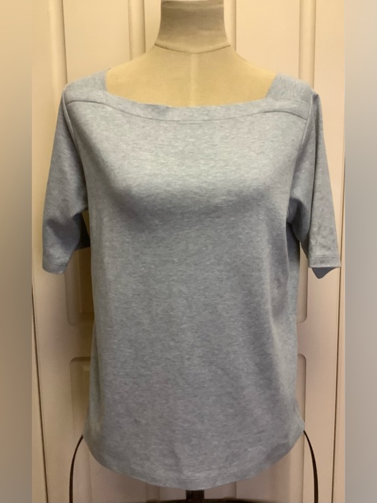 L.L. Bean Tops - L.L. Bean Heathered Gray Shirt Top-Boat Neck-Short Sleeve-100% Cotton-L